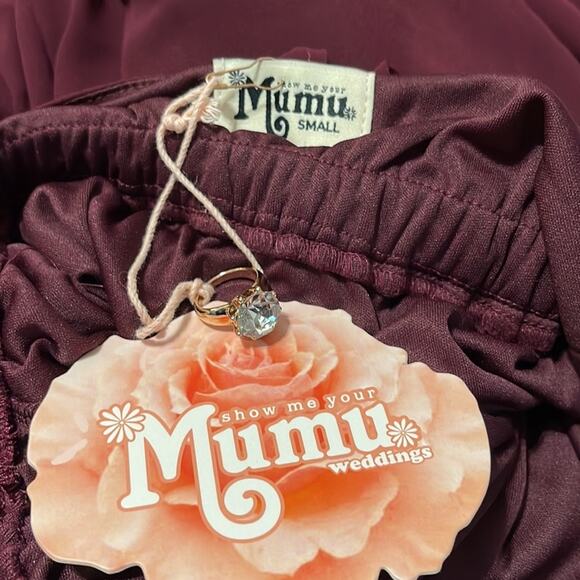 Show Me Your Mumu NEW Size Small Caitlin Ruffle Maxi Dress in Merlot Chiffon - Picture 12 of 14